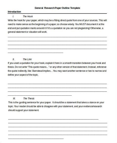 printable research paper outline template printable templates