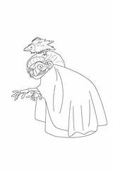 Witch Coloring Fingers Supercoloring Pages Crooked Evil Smile Shows Her sketch template