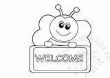 Welcome Sign Printable Bee Coloring Coloringpage Eu sketch template