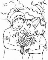 Helping Others Coloring People Pages Give Other Bouquet Flower Good sketch template