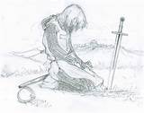 Kneeling Drawing Anime Draw Manga Knight Sword Sad Grave Reference Drawings Bowing Man Crying King Poses Battle Paintingvalley Tattoo Viking sketch template