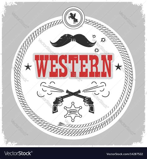western label  cowboy decoration isolated vector image