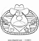 Sheriff Cowboy Cartoon Coloring Clipart Cory Thoman Outlined Vector Badge Western Template sketch template