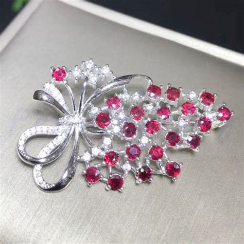 ruby brooch pins free shipping origin real ruby 925 sterling silver 0