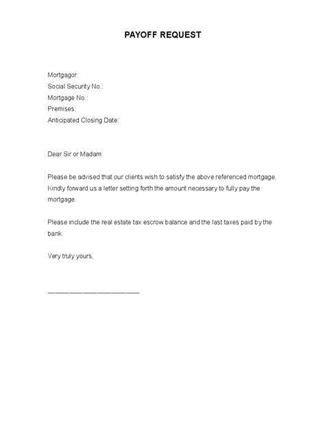 loan payoff letter template  letter template collection