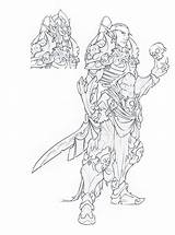 Paladin Coloring Warcraft Pages Lines Fantasy Deviantart sketch template