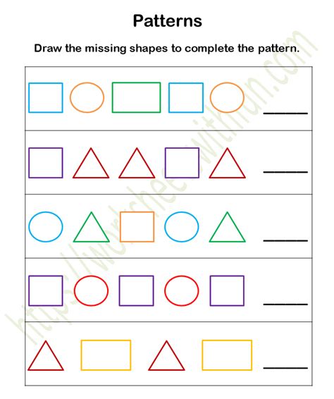 mathematics preschool topic patterns worksheets