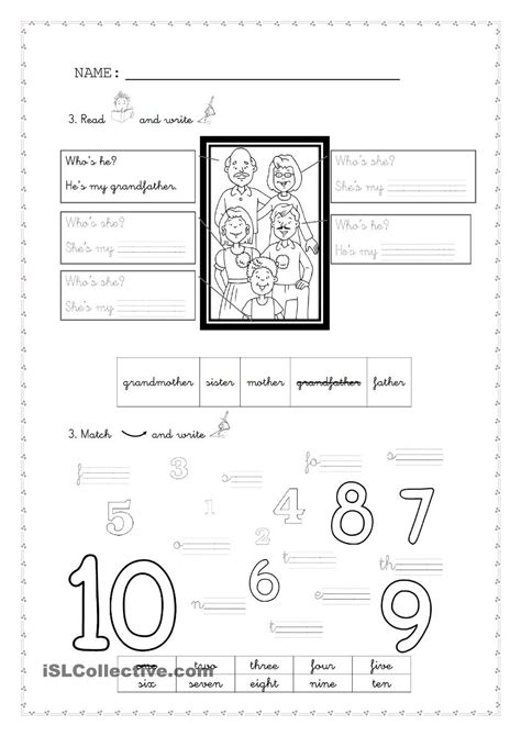 family  numbers vocabulary numbers worksheets