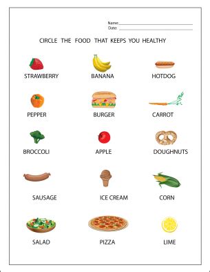 healthy food worksheets