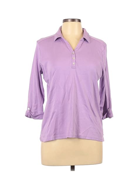 L L Bean Women Purple 3 4 Sleeve Polo L Ebay