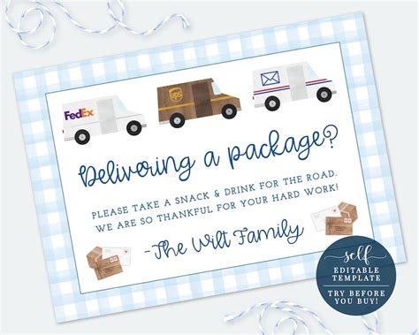 delivery driver snack printable
