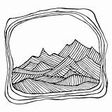 Surreal Paesaggio Montagne Vettoriali Colorazione Disegnate Surreale sketch template