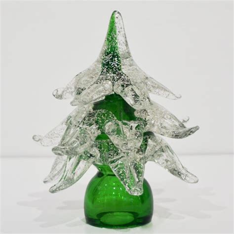 Formia Italian Vintage Green And Silver Murano Glass Christmas Tree