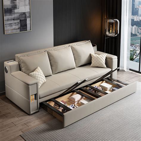 convertible bed full sleeper sofa leath aire upholstered storage sofa