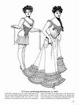 Fashion Pages Edwardian Coloring Victorian Corset Vintage Late Fashions Dress Historical Colouring Epoque Costume Choose Board Belle sketch template