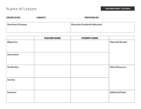 lesson plan templates examples lucidpress