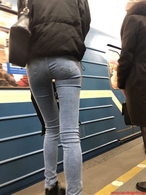 Skinny Booty In Tight Jeans Subway Closeup Sexy Candid Girls