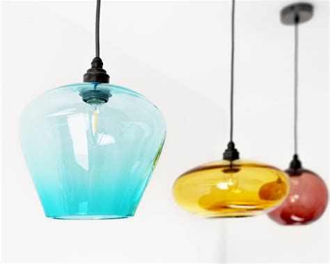 colored glass pendant lights hand blown glass pendant lights etsy