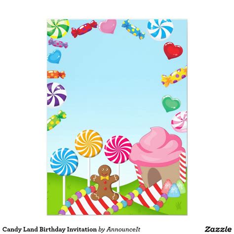 candy land birthday invitation zazzle candyland birthday candyland