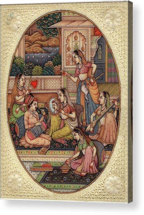Mughal Indian Miniature Art Handmade Watercolor Mogul