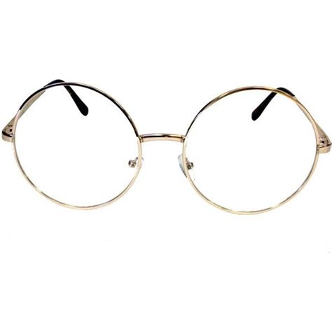 Oversized Fake Round Granny Glasses Clear Gold 7 99 Liked On