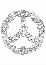 Coloring Peace Pages Hippie Sign Printable Mandala Signs Adult Color Paix Dove Keep Symbols Word Sheets Cool Heart Library Clipart sketch template