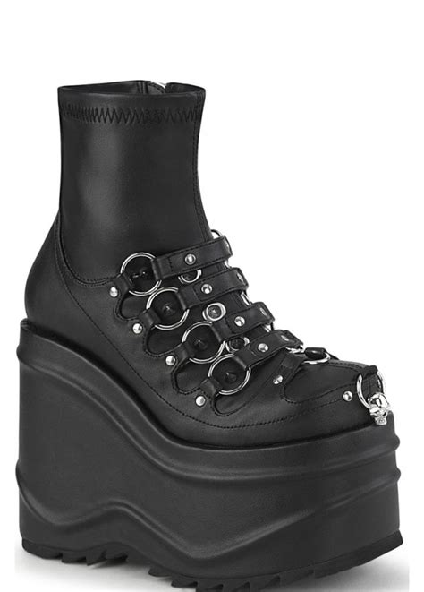 demonia wave  wedge platform boot attitude clothing