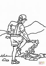 Viagem Acampamento Scouts Falò Mountaineer Falo Supercoloring sketch template