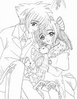 Coloring Pages Anime Cute Girl Christmas Manga Fox Boy Sheets Group Couple Kissing Print Wolf Colouring Sora Kairi Merry Takumi sketch template