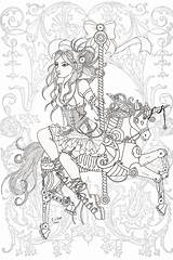 Coloring Pages Steampunk Book Depression Printable Adult Sheets Color Carousel Colouring Great Wonderland Alice Para Lineart Ups Deviantart Print Grown sketch template