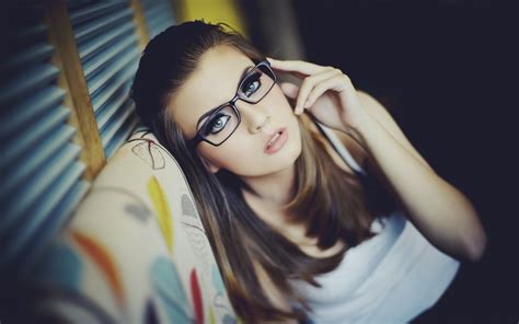 Women Face Women With Glasses Brunette Blue Eyes Emily Didonato