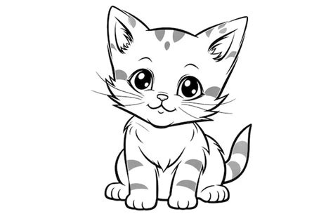 premium ai image coloring pages   cat  big eyes   tail