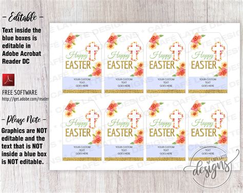 happy easter religious printable gift tags editable etsy