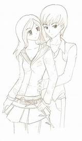 Anime Couple Cute Coloring Drawings Couples Pages Template Templates Deviantart Cuddling Pencil Pdf Colouring Paintingvalley sketch template