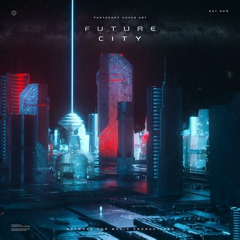 future city album cover art photoshop psd