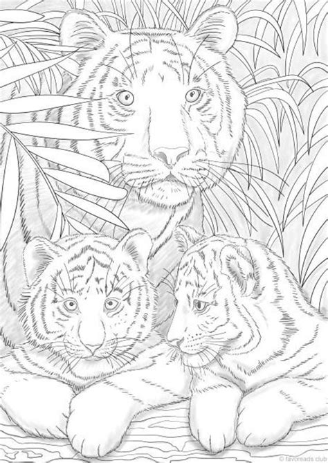 tigers printable adult coloring page  favoreads etsy
