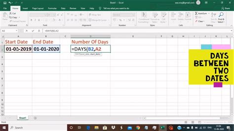 calculate days     excel youtube