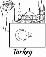 Flag Coloring Turkey Pages Sheet Flags Color Kebab Country Printable Kids Print Topcoloringpages Children Mosque sketch template