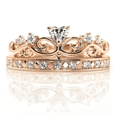 gold crown rings set princess crown ring etsy