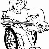 Disability Coloring Guitar Playing Boy Wheelchair Catch Ball Man sketch template