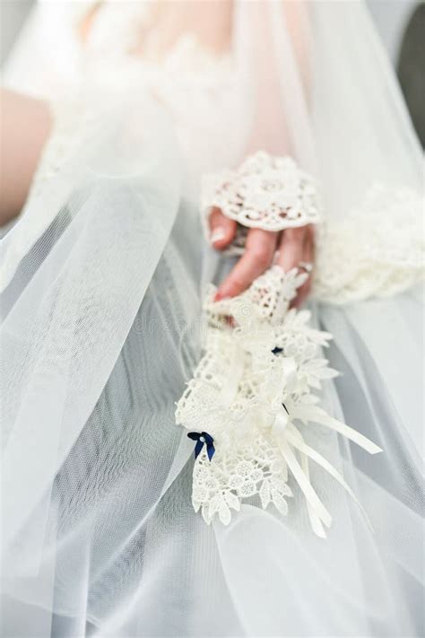 garter on the leg of a bride wedding day moments stock image image