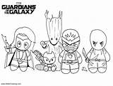 Galaxy Guardians Coloring Pages Characters Chibi Cartoon Printable Kids Color sketch template