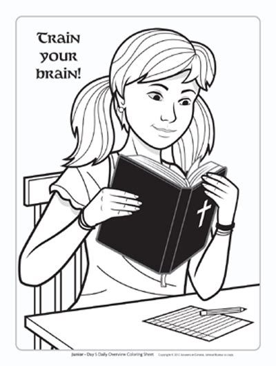 child reading bible coloring page