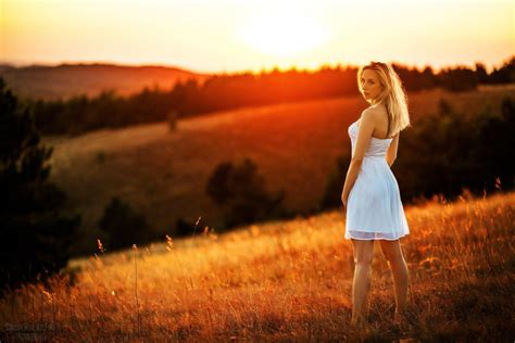 Wallpaper Sunlight Women Outdoors Model Blonde Sunset Nature