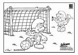 Smurf Smurfs Soccer Coloring Footballer Cheering Sheet Pages Colouring Bluebuddies Edeka Smurfette Game sketch template