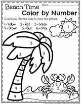 Summer Worksheets Preschool Color Number Worksheet Kids Planningplaytime Beach Numbers Activities Fun Pages Coloring Kindergarten Time Theme School Printables Counting sketch template