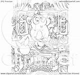 Bear Honey Pig Coloring Illustration Alex Outline Bannykh Royalty Clipart Rf sketch template