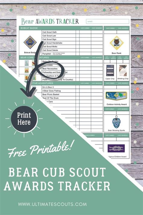 track  bear cub scouts awards   award tracking printable