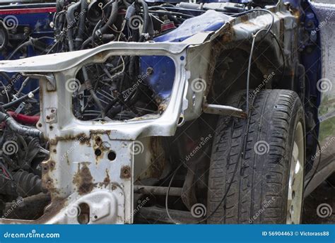 smashed car stock image image  vandal parts yard