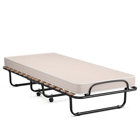 costway portable folding bed  mattress rollaway  beige walmartcom